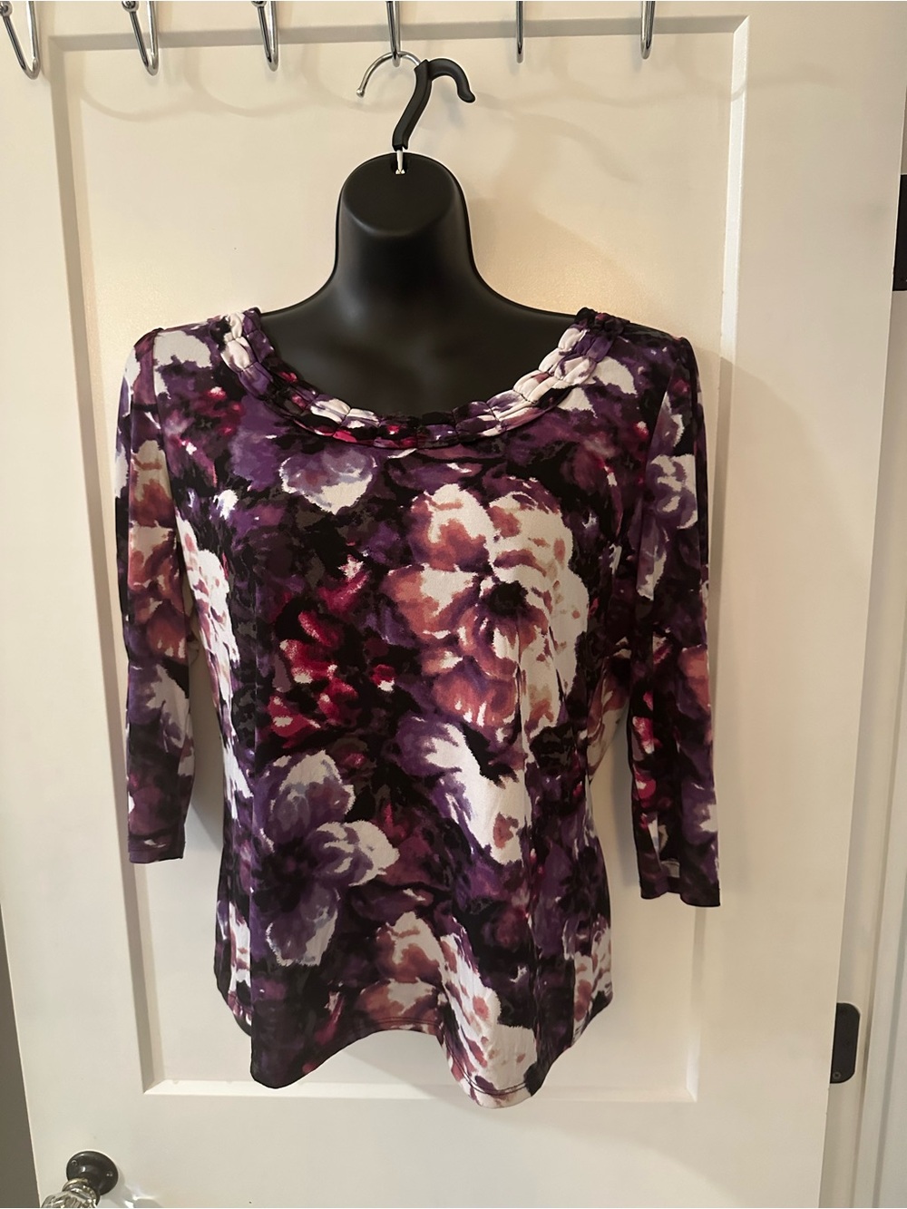 East 5th Large Purple Floral Long Sleeve Top